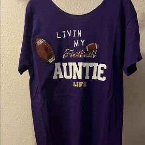 Gildan Purple Football Auntie Life Tee